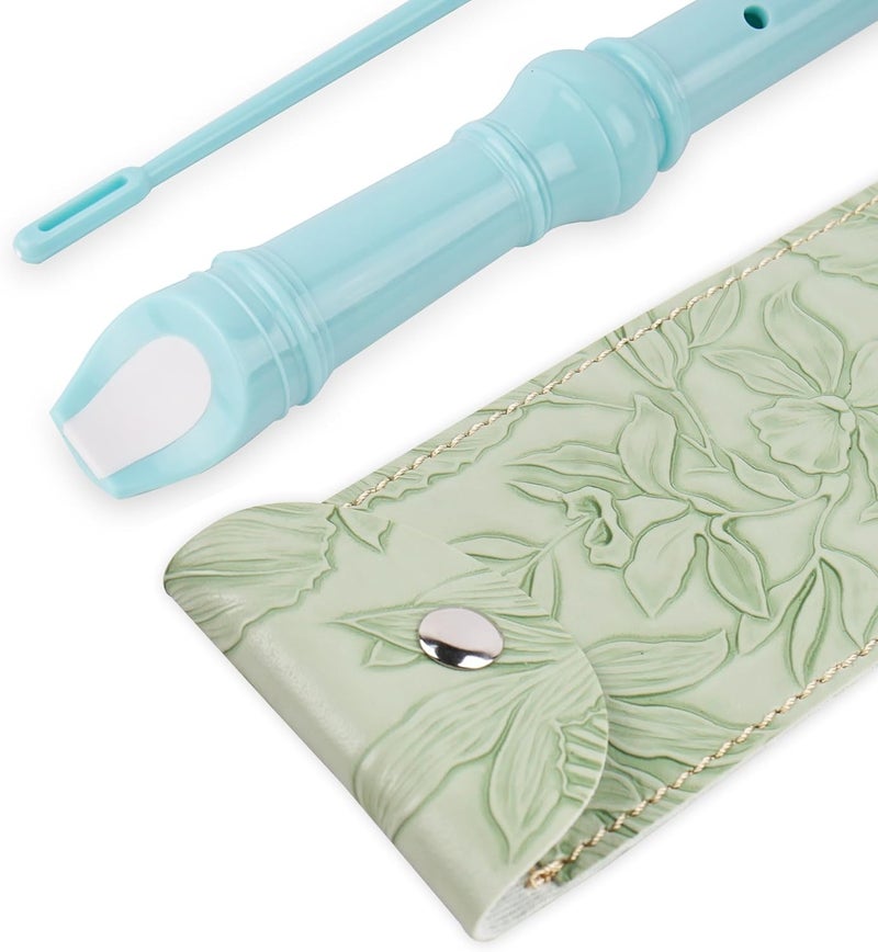 Haecsfl Recorder Instrument for Beginner Adults,8-Hole Soprano Descant Recorder Music Flute with with Cleaning Rod & Leather Case For Home Entertainment(2-Carved Light Green) - Image 5